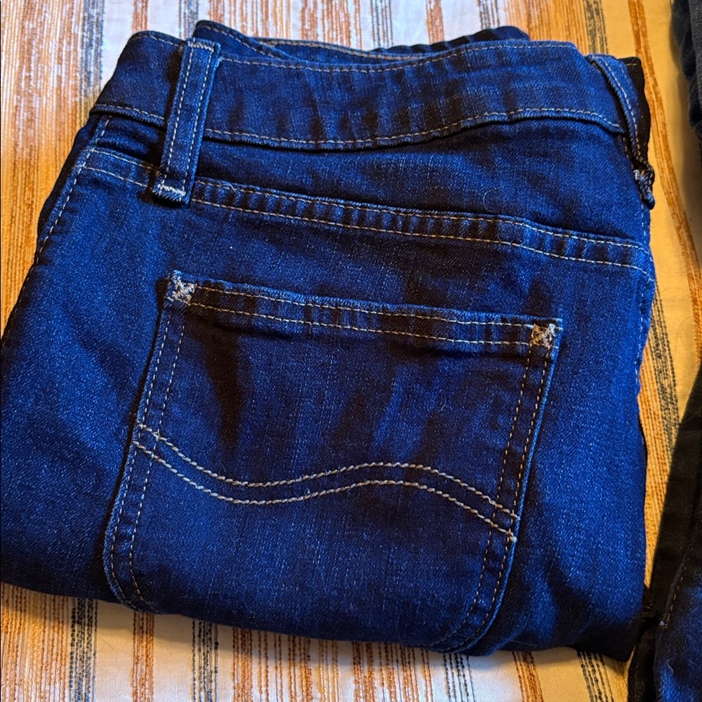Lee Women's Straight Leg Pants - Dark Blue and Light Blue - Picture 2 of 4